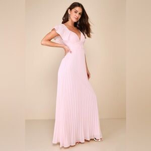 Lulu's Blush Pink Pleated Maxi Dress